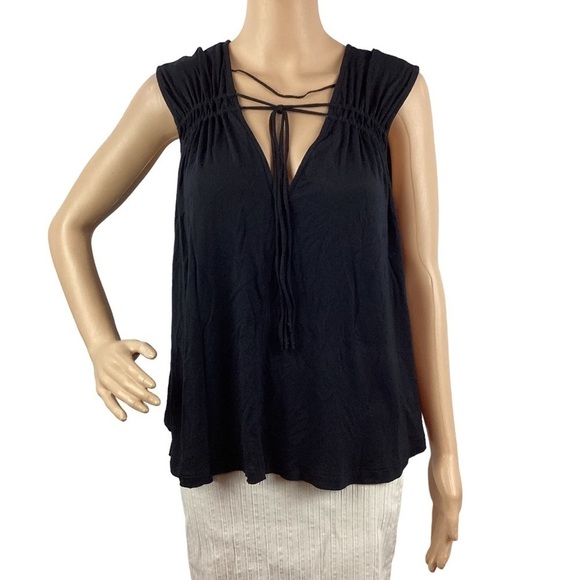 Free People Back in Town Top Size XS Black Tie Front - Picture 1 of 7